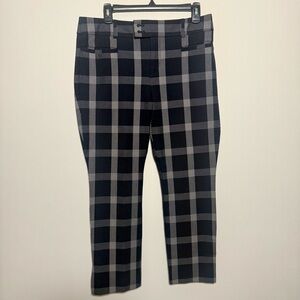 Anthropologie Charcoal and Black Checkered Cropped Pants
